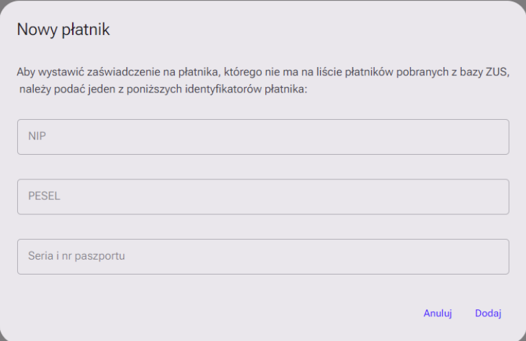 Budowa formularza e-ZLA