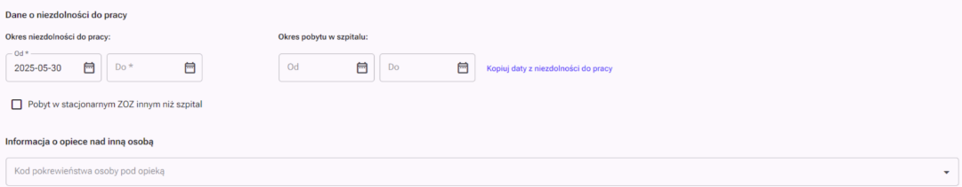 Lista połączeń nieodebranych - nagłówki