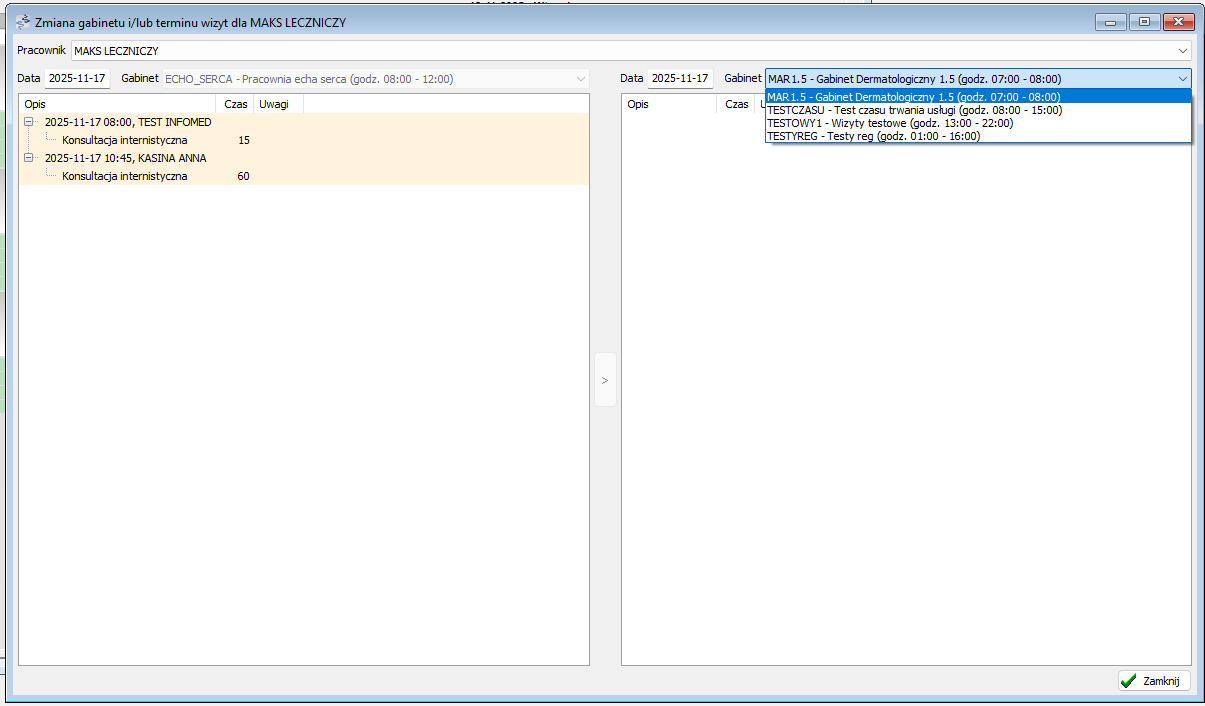 System przenoszenia wizyt