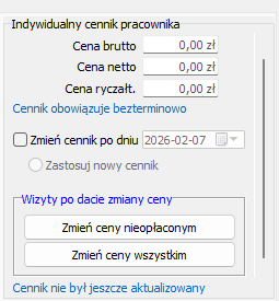 Standardowy cennik usług