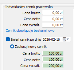 Standardowy cennik usług